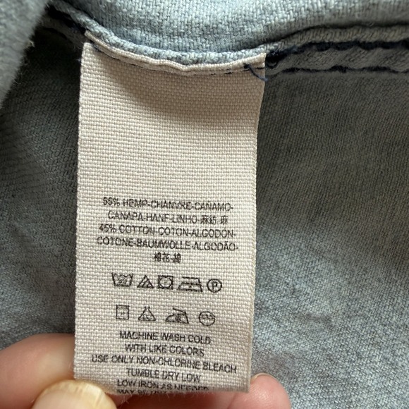 Free People Women's Denim Jacket Light Blue Hooded Raw‎ Hem Cropped Boho XS - Picture 9 of 12